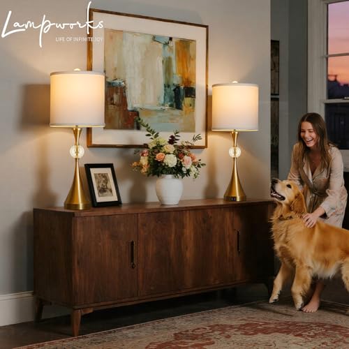 26'' Table Lamps for Living Room - Bedside Table Lamp Set of 2 with USB Port for Bedroom,3 Way Dimmable Nightstand Lamps for End Table Dorm Office Entryway Dining Room,Gold. (  The transparent ball is off  see the pictures)